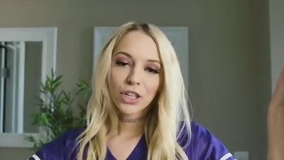 Lily Larimar does a make believe halftime show with her step uncle that ends with her going to town riding his hardon