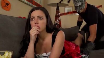 Whitney Wright gets dolled up in her Halloween costume then fucks her stepbrother whos pretending to be her boyfriend