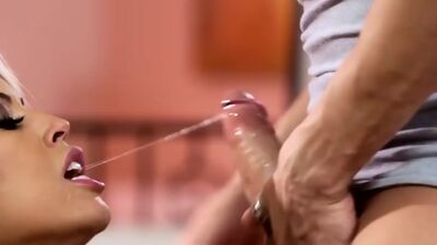 Wet busty blonde sucked dick and gets fucked so hard by a dirty rockstar