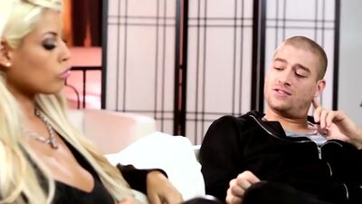 Wet busty blonde sucked dick and gets fucked so hard by a dirty rockstar