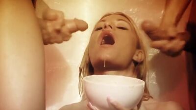 Busty babe cream covered