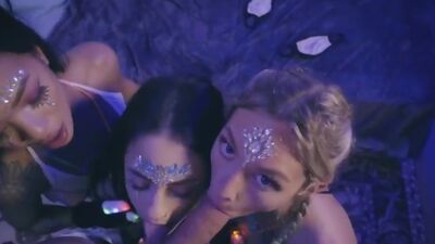 Private foursome rave party in lock down with 3 sluts