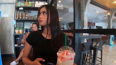 Starbucks coffee date with gorgeous big ass Asian teen girlfriend