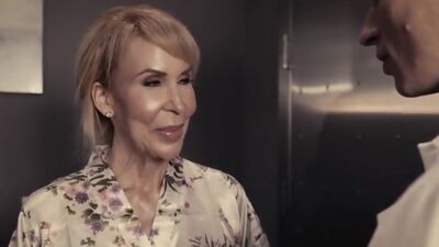 Granny blonde Erica Lauren needed extra care from a young guy