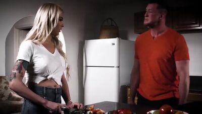 Busty tranny widow consoling herself on a big cock bareback