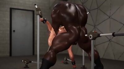 Super fuck system! Ballgagged girl gets fucked by black cock