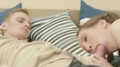 Soft teasing blowjob and real hot riding coed