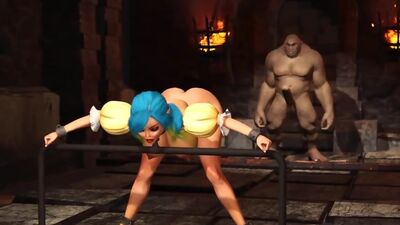 Beautiful female elf gets fucked by the big ogre in the dungeon