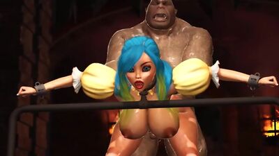 Beautiful female elf gets fucked by the big ogre in the dungeon