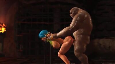Beautiful female elf gets fucked by the big ogre in the dungeon