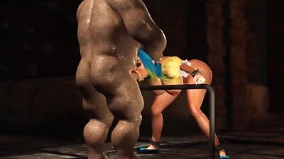 Beautiful female elf gets fucked by the big ogre in the dungeon