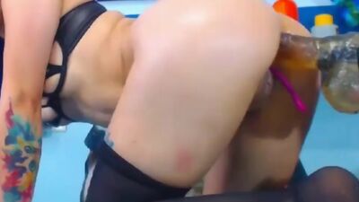 Nasty webcam slut fucking machine takes dildo ass to mouth
