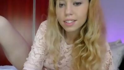 My blonde stepsister masturbating on Webcam