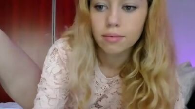 My blonde stepsister masturbating on Webcam