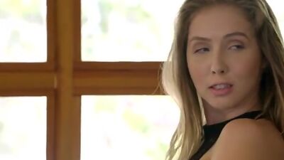 Busty bombshell Lena Paul peels off her sheer lingerie to suck her mans hardon and go for a bouncing tit stiffie ride