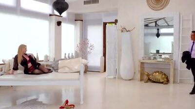 Busty hottie Georgie Lyall is decked out in lingerie as she gives a titty fuck and BJ that leads to a hot fuck