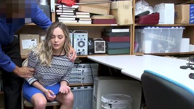 Young, white adolescent teen suspected of theft violently resists apprehension by loss prevention officer. Loss prevention officer is fucked to tie suspects wrists to chair in order to ensure safety