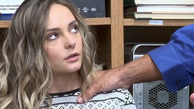 Young, white adolescent teen suspected of theft violently resists apprehension by loss prevention officer. Loss prevention officer is fucked to tie suspects wrists to chair in order to ensure safety