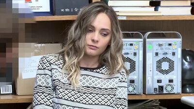 Young, white adolescent teen suspected of theft violently resists apprehension by loss prevention officer. Loss prevention officer is fucked to tie suspects wrists to chair in order to ensure safety