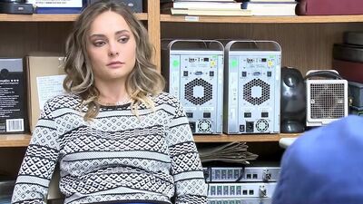 Young, white adolescent teen suspected of theft violently resists apprehension by loss prevention officer. Loss prevention officer is fucked to tie suspects wrists to chair in order to ensure safety