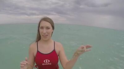 Public beach toilet quickie with big tit hottie