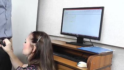 Wife cheating on husband at work with the boss