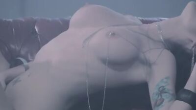 After hot masturbation hot big tits babes shared guy and played with him