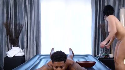 Passion massage turns into hardcore sex and black guy liked it so much
