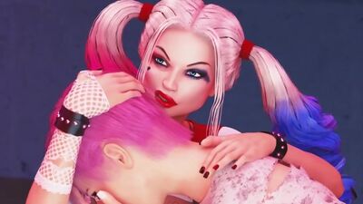 Harley Quinn having futa sex in a jail