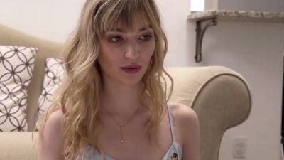 Lucky big cock guy fucked his hot blonde stepsis as a reward after game