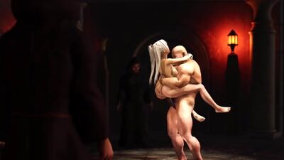 Sexy hot blonde gets fucked by big man in a medieval castle