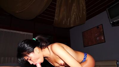 Petite amateur Thai teen hot sex massage for her customer with BJ and fuck