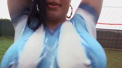 Two big huge asses outside