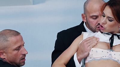 Secretary fucking with two bisexual bosses