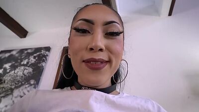 Black haired beauty Judy Jolie taking the studs throbbing meat from behind