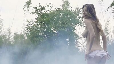 Big natural tits Playboy models Mila Azul and Clara go nude outdoor