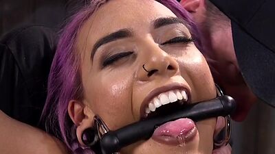 Bondage sub nipple clamped and toyed while bound by maledom