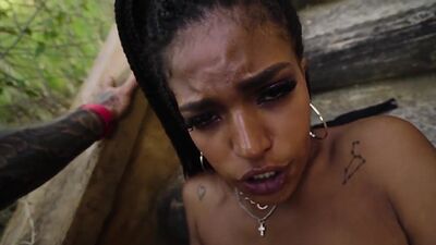 Ebony Tina with huge tits gets fucked in public for money