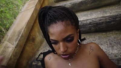 Ebony Tina with huge tits gets fucked in public for money