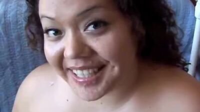 Cute chubby latina Vanessa enjoys a facial cumshot