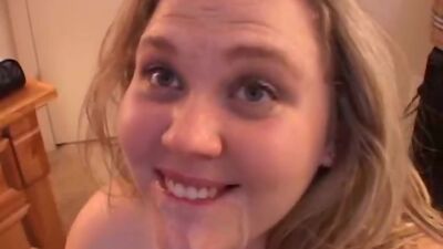 Beautiful big tits blonde BBW enjoys a hard fucking and a sticky facial cumshot