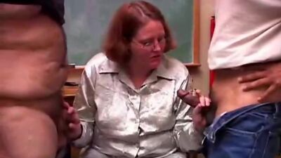 Cute chubby redhead enjoys a double header and a big mouthful of cum