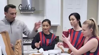 Coach Bobby getting his dick shared by his horny teammates