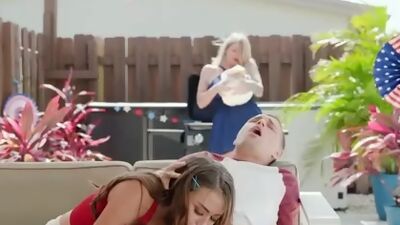 Stepbrother lets his stepsister enjoy his hard throbbing cock