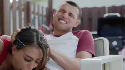 Stepbrother lets his stepsister enjoy his hard throbbing cock