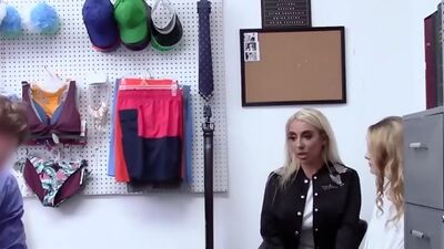 Mom and dauther thieves negotiate with 3some sex