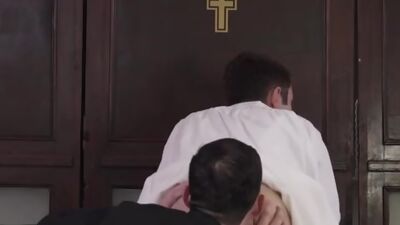 Twink sucks off naughty priest