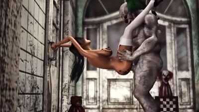 Super hot sexy college girl gets fucked hard by an Evil clown