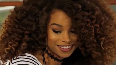 Ebony teen stepdaughter Cecilia Lion provides her black pussy to stepdad