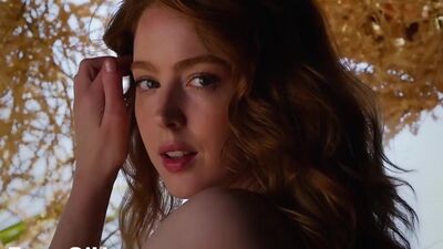 Sexy redhead MILF Erna Ohara exposed her hairy pussy after hot striptease